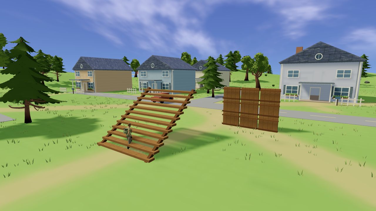 Player-created timber builds in the practice area